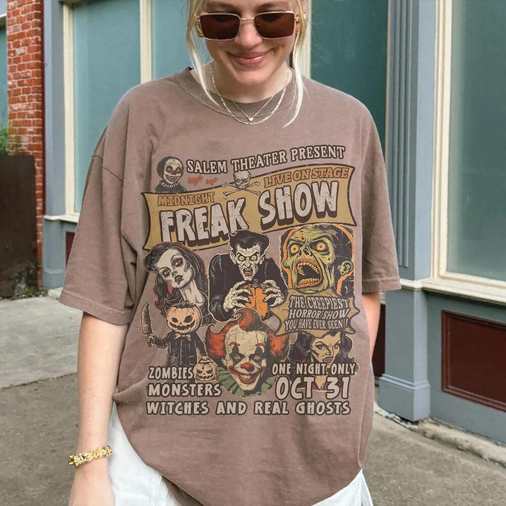 90s Authentic Monsters Freak Show Cult Horror Grunge Halloween T Shirt